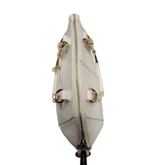 White Handbag with Goldtone Handle - Picture 8 of 16